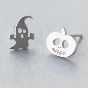 🖤🎃🖤Brushed Silver ghost & pumpkin earrings